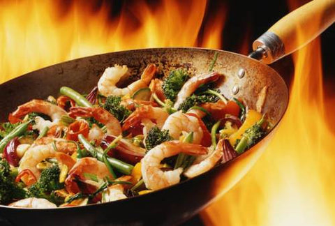 Wok de gambas agridulces